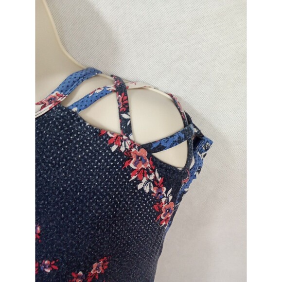 24/7 by‎ maurices women medium floral criss-cross blue Short Sleeve - Picture 3 of 14